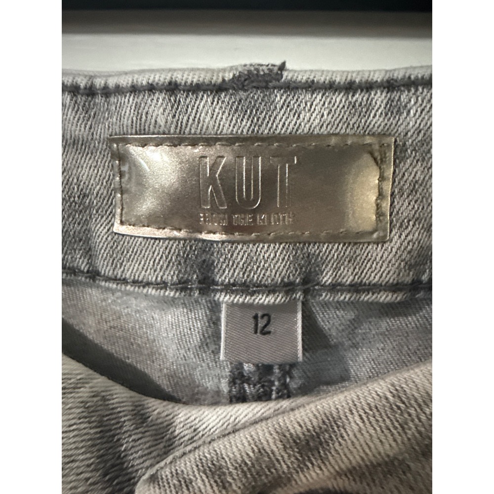 Kut from the Kloth Meg Fab Ab Wide Leg High Rise Grey Acid Wash Jeans Size 12 - Picture 3 of 5